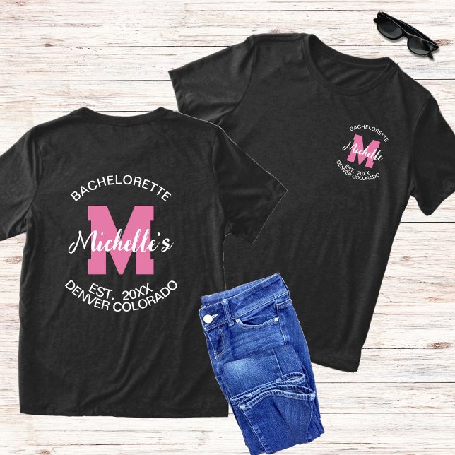 Camiseta Triblenda Monograma rosa frente y espalda Bachelorette Briga (Subido por el creador)