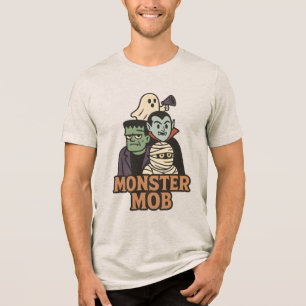 Camiseta Triblenda Monster Mob Clásico Retro de Halloween Escuadrón 