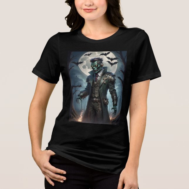 Camiseta Triblenda Monstruo de Frankenstein Steampunk de Halloween (Anverso)