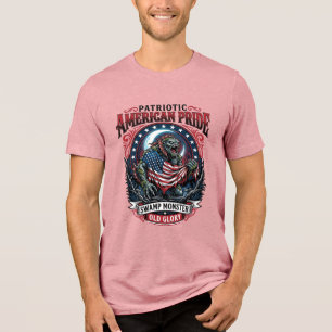 Camiseta Triblenda Monstruo Patriótico del Pantano Horror Antigua Glo