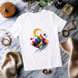 Camiseta Triblenda Montaña abstracta colorida | Artista moderno