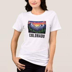 Camiseta Triblenda Montañas rocosas estilo tatuaje del estado de Colo