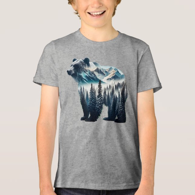 Camiseta Triblenda Montañas y bosques de oso pardo (Anverso)