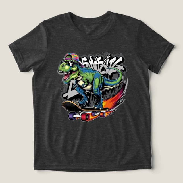 Camiseta Triblenda Montar dinosaurios en patineta (Diseño delantero )