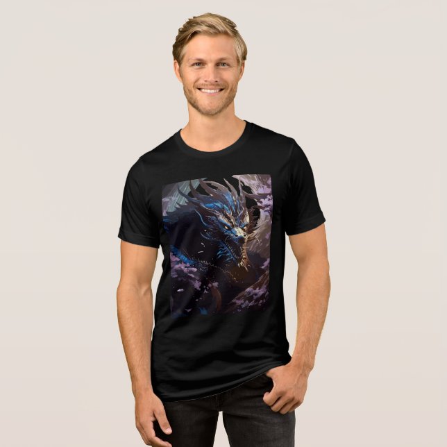 Camiseta Triblenda Moonlit Blue Dragon in Sakura Grove (Anverso Completo)
