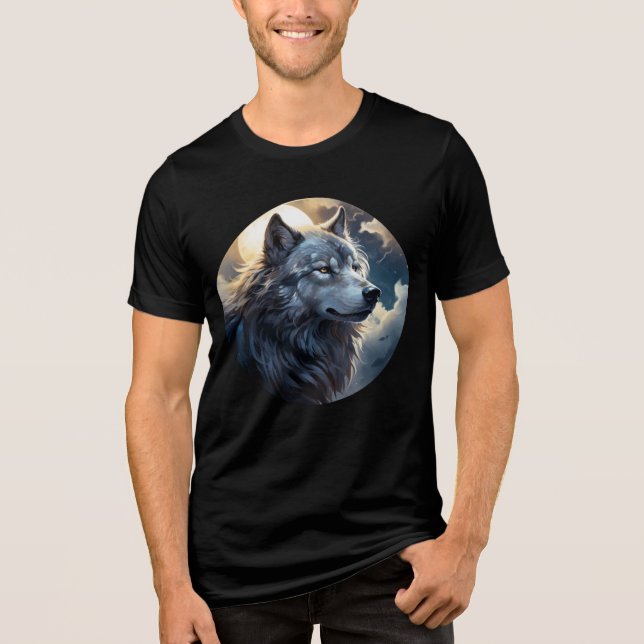 Camiseta Triblenda Moonlit Wolf – Tranquil Night Animal Art (Anverso)