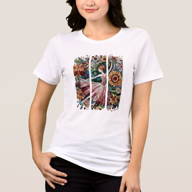 Camiseta Triblenda Mosaic Art Ballerina Cepillo de Cristal Manchado (Anverso)