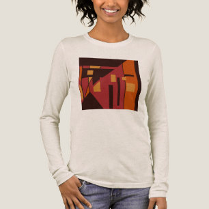 Camiseta Triblenda Motivo de Arte Geométrico de Borgoña Naranja Dorad