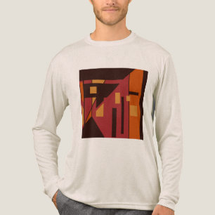 Camiseta Triblenda Motivo de Arte Geométrico de Borgoña Naranja Dorad