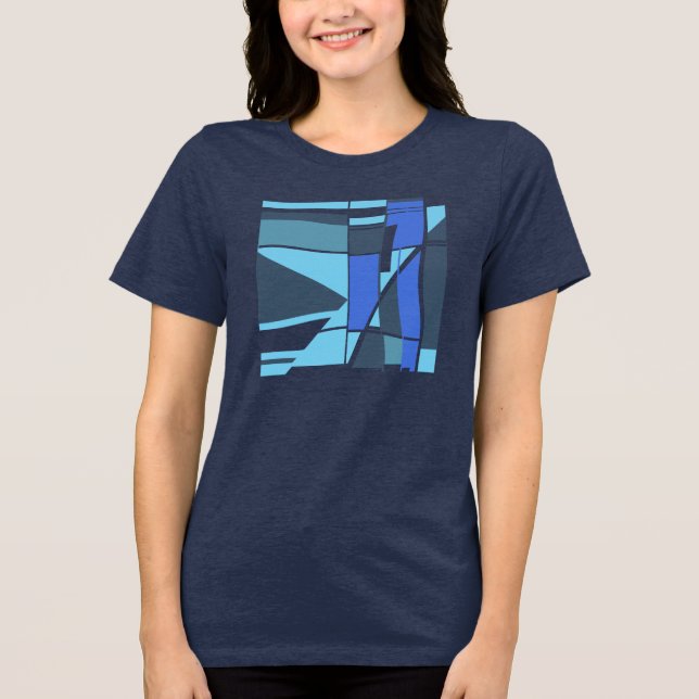 Camiseta Triblenda Motivo de formas geométricas azules de la pizarra  (Anverso)