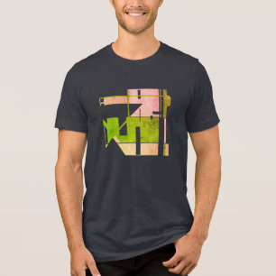 Camiseta Triblenda Moto de arte tribal verde rosa, pequeño