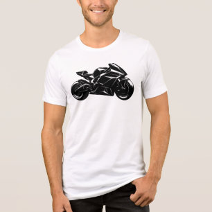 Camiseta Triblenda Motocicleta Futurista Vector Negro Blanco