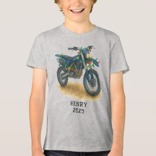 Camiseta Triblenda Motocicleta Personalizada De Navidad Para Chicos