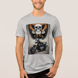 Camiseta Triblenda Motocicleta personalizado con gráfico de cráneo