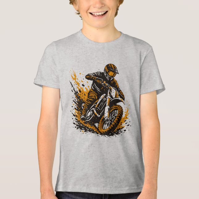 Camiseta Triblenda Motocross Rider Power Sliding Through Mud (Anverso)
