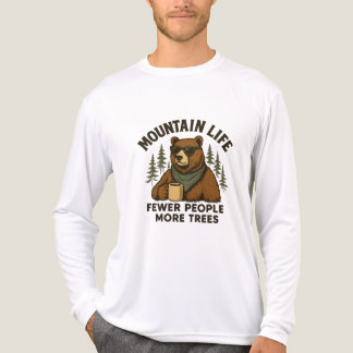 Camiseta Triblenda Mountain Life, Fewer People More Trees Coffee Bear
