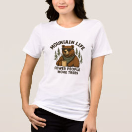 Camiseta Triblenda Mountain Life, Fewer People More Trees Coffee Bear