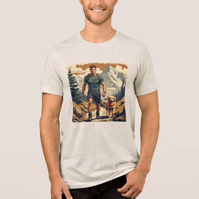 Camiseta Triblenda Mountain Trail Hiker & Dog Adventure Illustration  (Anverso)