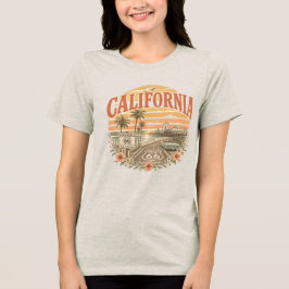 Camiseta Triblenda Muelle de Santa Mónica de California Atardecer Vin