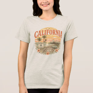 Camiseta Triblenda Muelle de Santa Mónica de California Atardecer Vin