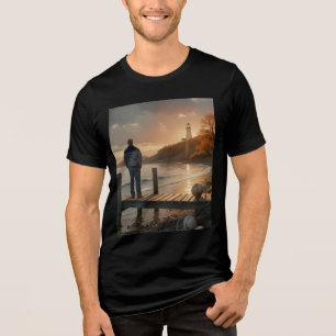 Camiseta Triblenda Muelle del Faro de Otoño Serenidad Costera