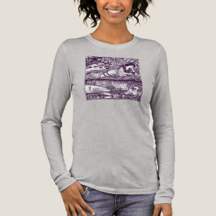 Camiseta Triblenda Mujer Art Nouveau leyendo junto a un estanque de l