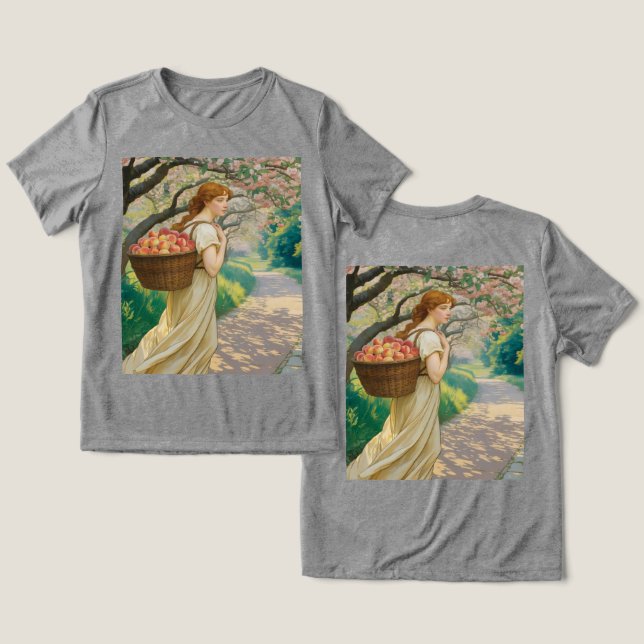 Camiseta Triblenda Mujer Art Nouveau Peaches Gray (Diseño Anverso y Reverso)