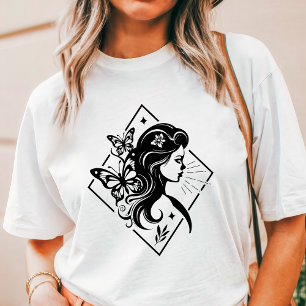 Camiseta Triblenda Mujer Boho Arte Geométrico Floral de Mariposa