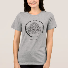 Camiseta Triblenda Mujer celeste, estrellas de la luna, boho, astrono