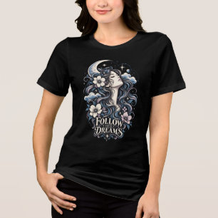 Camiseta Triblenda Mujer Celestial Grabado Vintage