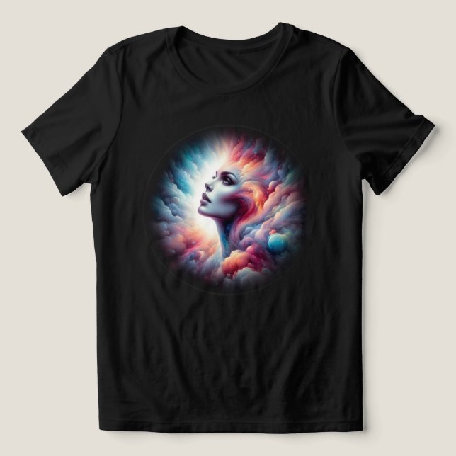 Camiseta Triblenda Mujer con cabello de Aura cósmico (Diseño delantero )