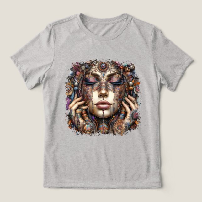 Camiseta Triblenda Mujer con elaborada fundamentación de inspiración  (Diseño delantero )