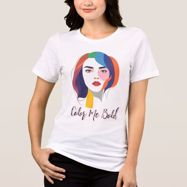 Camiseta Triblenda Mujer de arte pop colorida (Anverso)