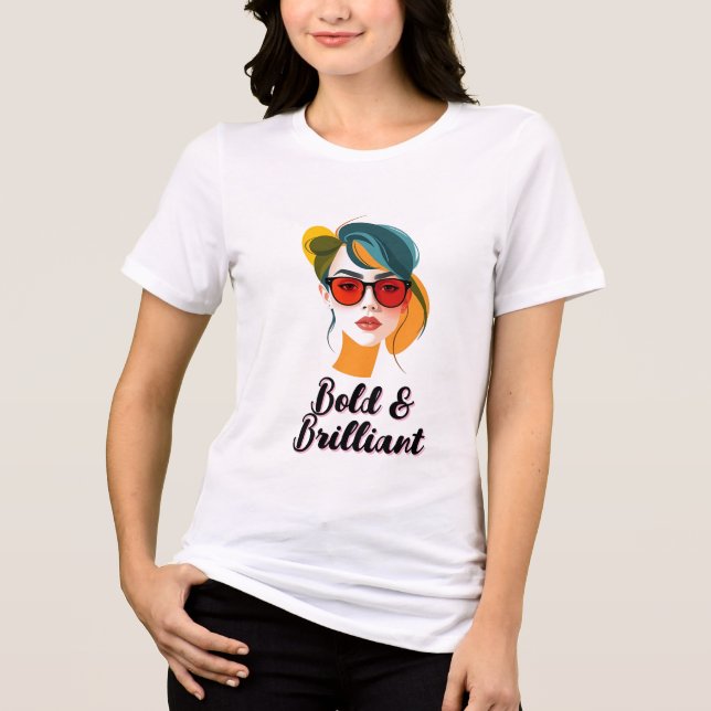 Camiseta Triblenda Mujer de arte pop con gafas de sol (Anverso)