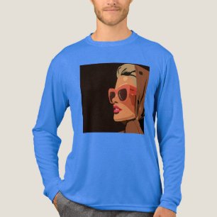 Camiseta Triblenda Mujer de arte pop retro con gafas de sol Gráfico