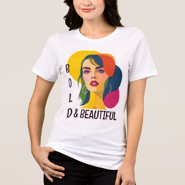 Camiseta Triblenda Mujer de arte pop vibrante (Anverso)