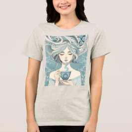 Camiseta Triblenda Mujer de mosaico otomano con té - Flujo azul suave