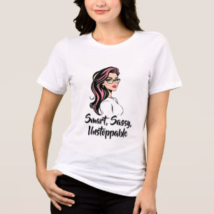 Camiseta Triblenda Mujer elegante con resaltados rosas