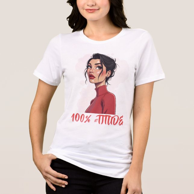 Camiseta Triblenda Mujer elegante en cuello rojo (Anverso)