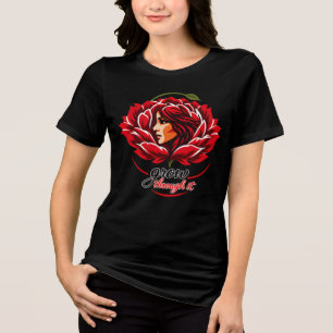 Camiseta Triblenda Mujer Floral Silueta Arte Botánico