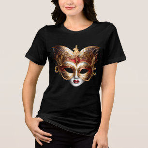 Camiseta Triblenda Mujer mascarada máscara oro rojo elegante señora