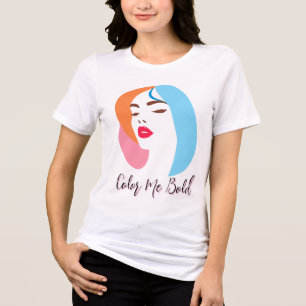 Camiseta Triblenda Mujer minimalista con el pelo colorido
