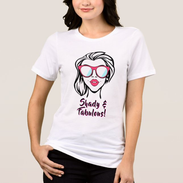 Camiseta Triblenda Mujer retro elegante con gafas de sol audaces (Anverso)