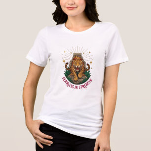Camiseta Triblenda Mujeres con gráficos de jaguar azteca sin miedo en