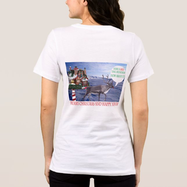 Camiseta Triblenda mujeres con tee. Feliz navidad y alegría (Reverso )