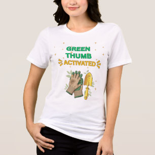 CAMISETA TRIBLENDA MUJERES DE JARDINERÍA BLANCAS CON PULGAR VERDE ACT