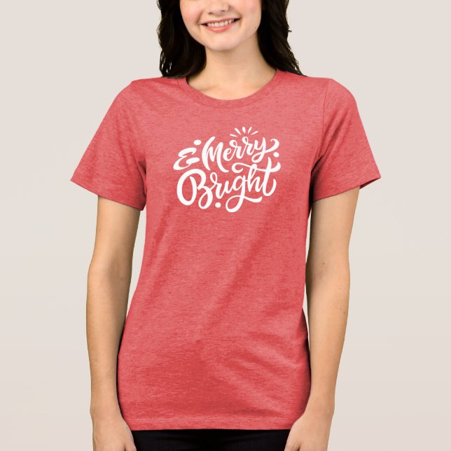 Camiseta Triblenda Mujeres moras y brillantes Navidades rojas moderna (Anverso)