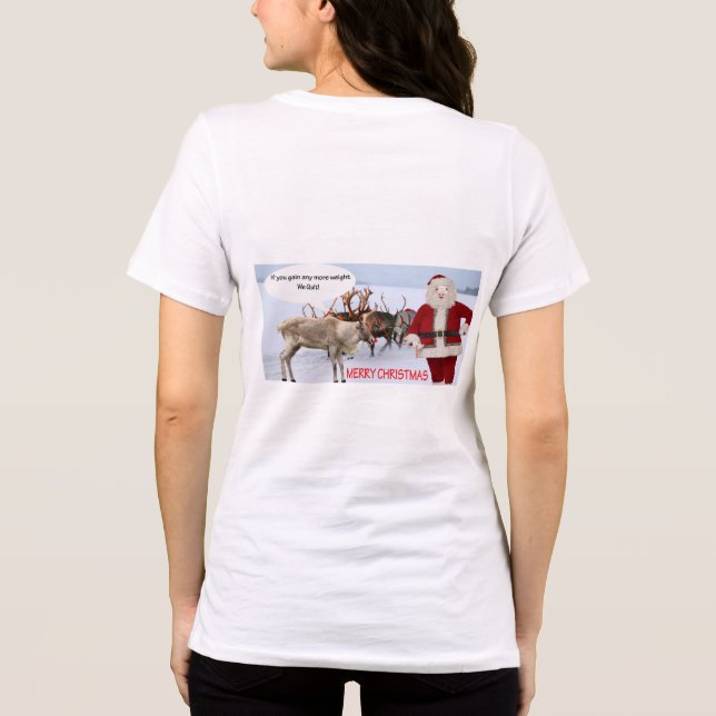 Camiseta Triblenda mujeres tee. alegres navidades santa pig (Reverso )