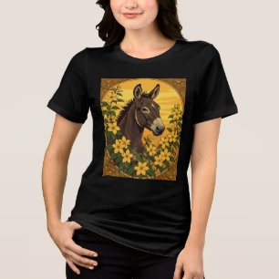 Camiseta Triblenda Mula animal de trabajo rodeada de jazmín amarillo