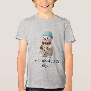 Camiseta Triblenda Muñeco de nieve de peluche con luces de Navidad